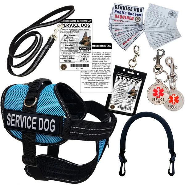 Service Dog Kit - Air-Tech Mesh Service Dog Vest Harness + Registered Service Dog ID