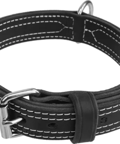Center D-Ring Leather Dog Collar 1.5"