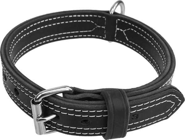 Center D-Ring Leather Dog Collar 1.5"
