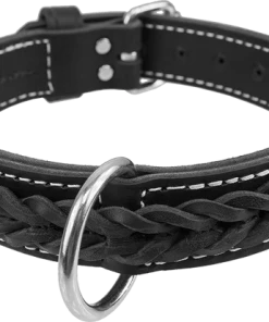 Braided Leather Dog Collar 1.5"
