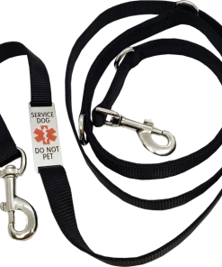 Hands Free 7' Leash W/ Chrome Service Dog ID Tag