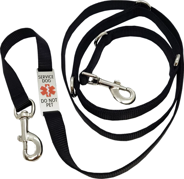 Hands Free 7' Leash W/ Chrome Service Dog ID Tag