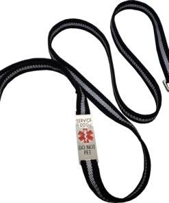 Reflective Service Dog 5' Leash W/Chrome Service Dog ID Tag