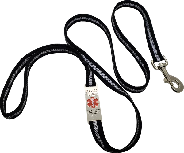 Reflective Service Dog 5' Leash & Collar W/Chrome Service Dog ID Tag - Image 3