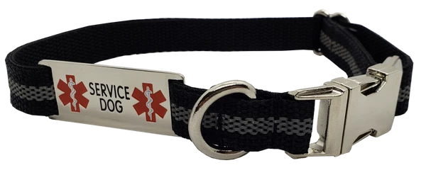 Reflective Service Dog 5' Leash & Collar W/Chrome Service Dog ID Tag - Image 4