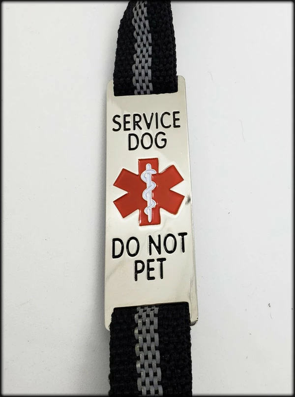 Reflective Service Dog 5' Leash & Collar W/Chrome Service Dog ID Tag - Image 5