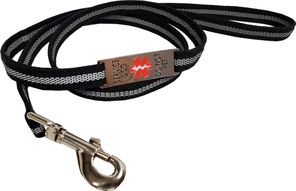 Reflective Service Dog 5' Leash & Collar W/Chrome Service Dog ID Tag - Image 9