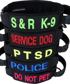 Custom ID Patch Dog Collar With Handle