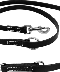 Hands Free Leather Dog Leash 7' French Scissor Snap