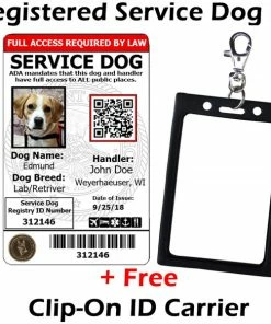 ActiveDogs Registered Service Dog Photo ID Card + Clip-On ID Carrier + FREE Digital ID Copy
