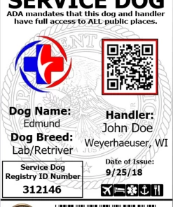 Activedogs Registered Service Dog ID + Free Digital ID Copy