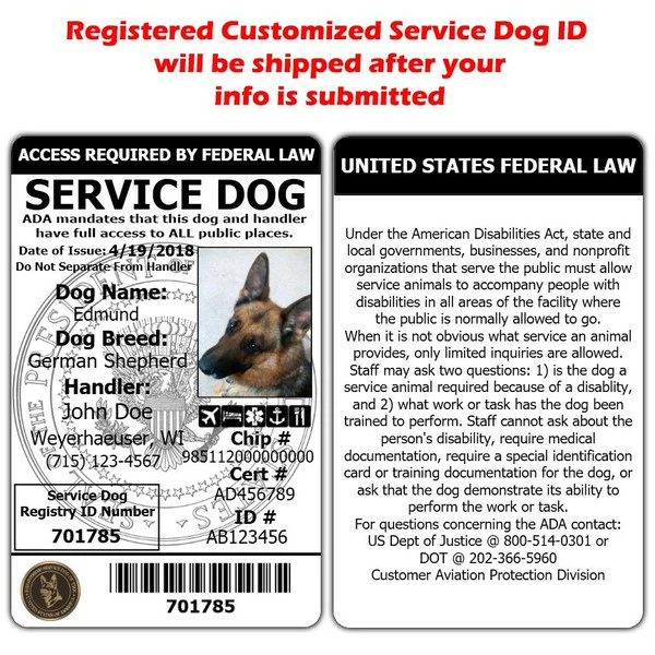 2pk Service Dog Photo ID Card + 2 Carriers + Free Registration + Digital Copy For Airline Travel - Image 5