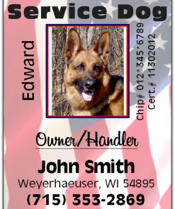 USA Style Service Dog Identification Card + FreeDigital Copy