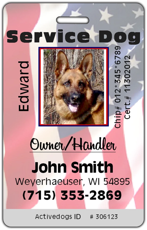 USA Style Service Dog Identification Card + FreeDigital Copy