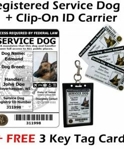 ActiveDogs Registered Service Dog ID Card + 3 Key Tag Cards + Clip-On Carrier + Free Digital Copy