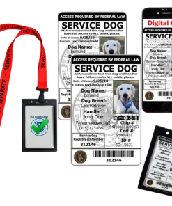 2pk Service Dog Photo ID Card + 2 Carriers + Free Registration + Digital Copy For Airline Travel