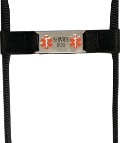 Rigid Clip-On Service Dog Bridge Handle W/Chrome Service Dog ID Band - 12"