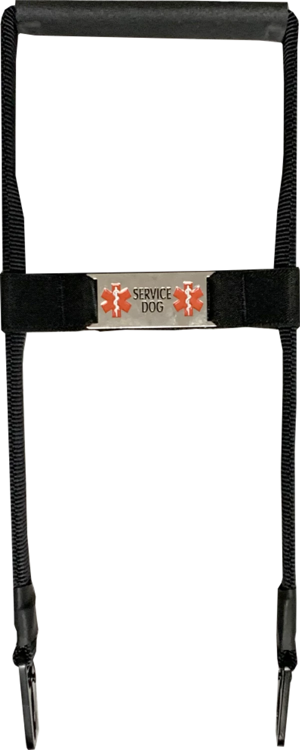 Rigid Clip-On Service Dog Bridge Handle W/Chrome Service Dog ID Band - 12"