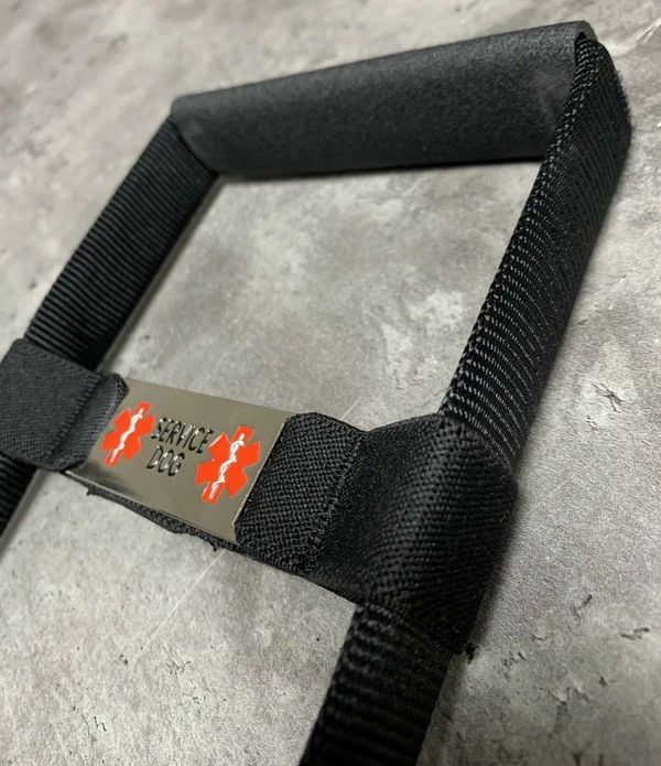 Rigid Clip-On Service Dog Bridge Handle W/Chrome Service Dog ID Band - 12" - Image 2