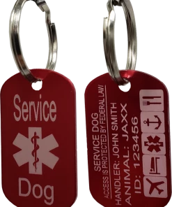 Aluminum Service Dog Tag - Dog & Handler Double Sided Registered Tag