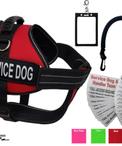 Service Dog Starter Kit - Padded Air-Tech Service Dog Harness Vest + Clip-on Bridge Handle & More