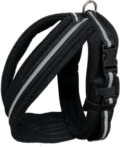 Padded Easy Walk Harness No Pull Dog Vest- Black Reflective Spacer Mesh