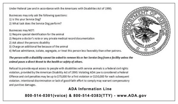 Service Dog ADA Public Access Required Cards - 25pk - Image 4